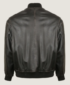 Shop The Men’s Oversized Rib Bomber Leather Jacket Back