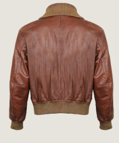 Shop The Men’s Pilot Brown Bomber Leather Jacket Back