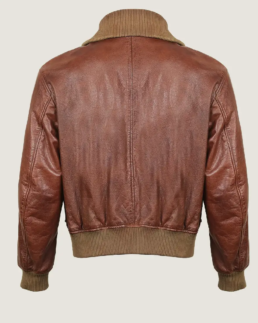 Shop The Men’s Pilot Brown Bomber Leather Jacket Back