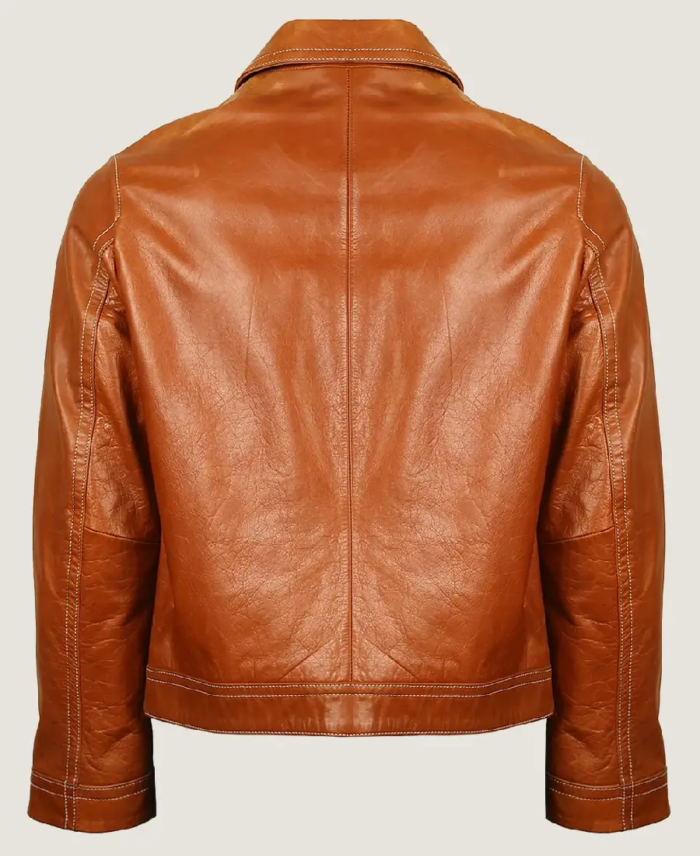 Shop The Men’s Pilot Brown Leather Bomber Jacket Back
