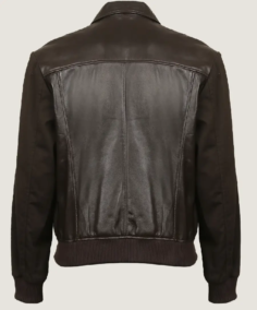 Shop The Men’s Pilot Dark Brown Bomber Leather Jacket Back