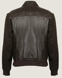 Shop The Men’s Pilot Dark Brown Bomber Leather Jacket Back