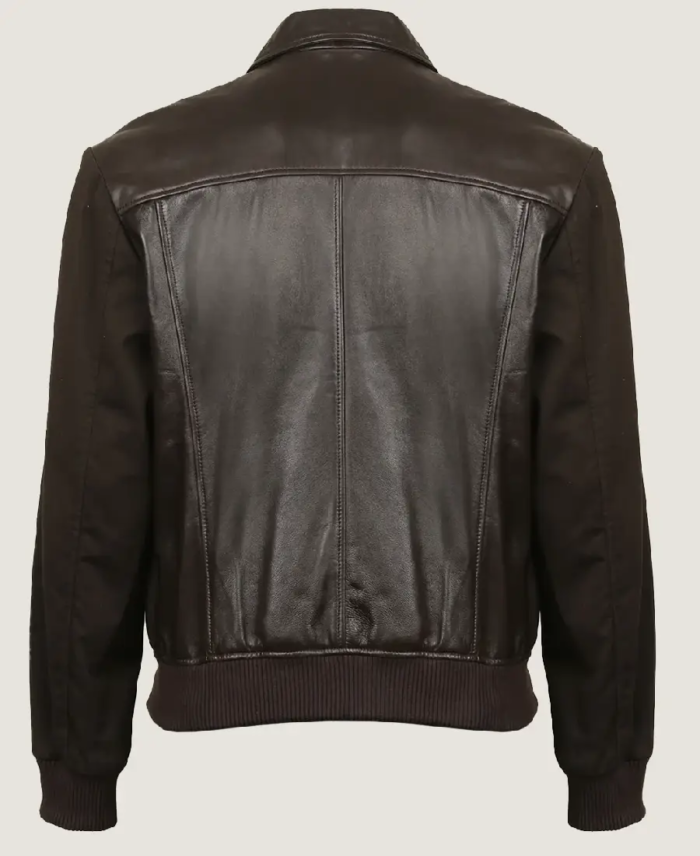 Shop The Men’s Pilot Dark Brown Bomber Leather Jacket Back