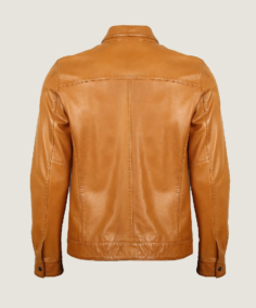 Shop The Men’s Simple Brown Vegan Leather Jacket Back