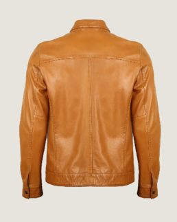 Shop The Men’s Simple Brown Vegan Leather Jacket Back