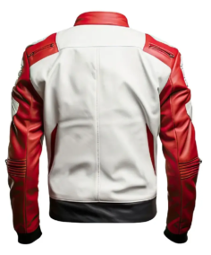Shop The Men’s White and Red Street Racer Leather Jacket