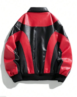 Shop The Men’s Windproof Warm Motorcycle Leather Jacket Back