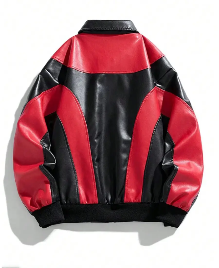 Shop The Men’s Windproof Warm Motorcycle Leather Jacket Back
