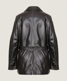 Shop The Women's Black Leather Long Coat Jacket