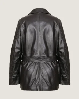 Shop The Women's Black Leather Long Coat Jacket