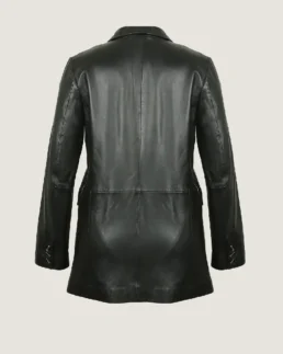 Shop The Women's Classic Black Long Leather Coat