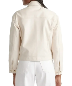 Shop The Women's Cropped Cream Leather Jacket