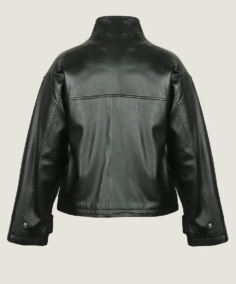 Shop The Women’s Oversized Classic Black Leather Jacket Back