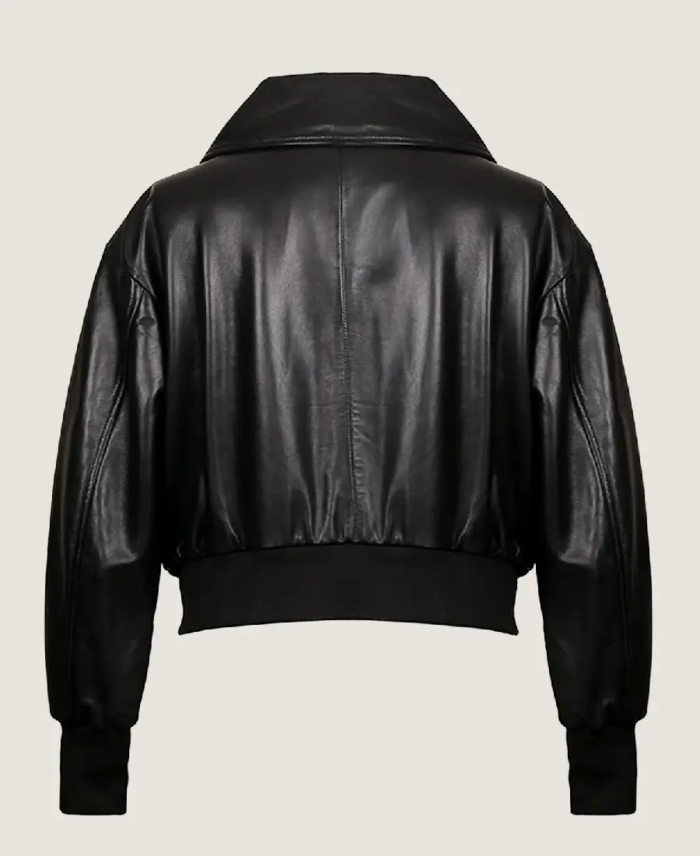 Shop The Women’s Oversized Pilot Sleek Leather Jacket Back