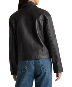 Shop The Women's Share Cropped Black Leather Jacket