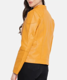 Shop The Women's Share Orange Moto Leather Jacket