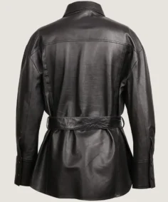 Shop The Women's Shirt Style Belted Leather Jacket
