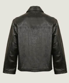 Shop the Men’s Classic Plain Black Leather Jacket Back