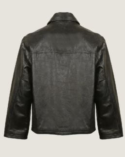 Shop the Men’s Classic Plain Black Leather Jacket Back