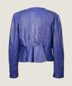 Shop the Women’s Classic Blue Leather Jacket back