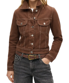 Women Brown Trucker Denim Jacket