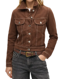 Women Brown Trucker Denim Jacket