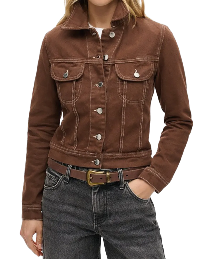 Women Brown Trucker Denim Jacket