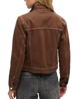 Women Brown Trucker Denim Jacket Back