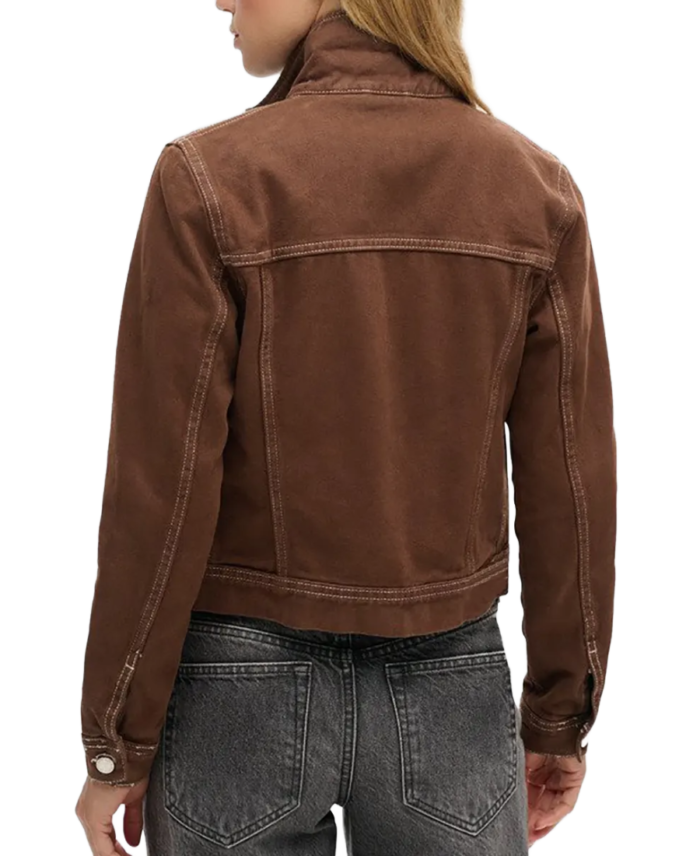 Women Brown Trucker Denim Jacket Back