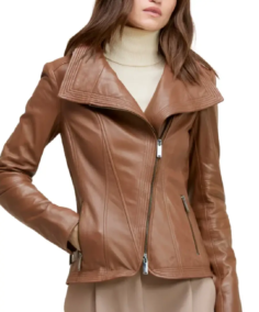 Women’s Brown Moto Leather Jacket
