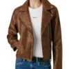 Women’s Brown Quilted Moto Leather Jacket