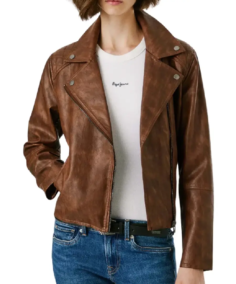 Women’s Brown Quilted Moto Leather Jacket