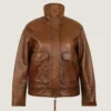 Women’s Classic Brown Leather Jacket Front