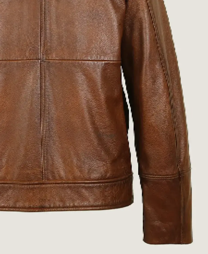 Women’s Classic Brown Leather Jacket Sleeves