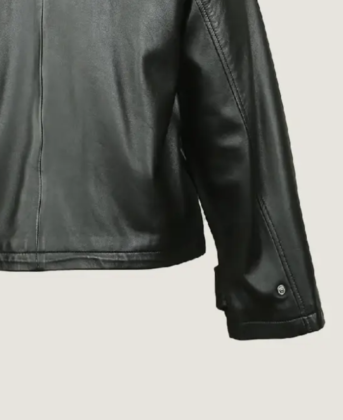 Women’s Oversized Classic Black Leather Jacket Sleeves