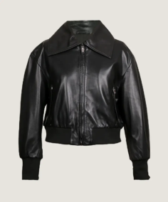 Women’s Oversized Pilot Sleek Leather JacketWomen’s Oversized Pilot Sleek Leather Jacket Front