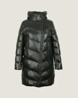 Women's Quilted Leather Long Coat