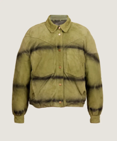Women's Quilted Suede Leather Jacket Front
