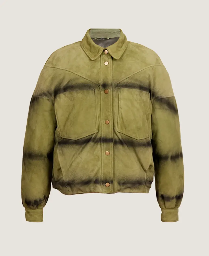 Women's Quilted Suede Leather Jacket Front