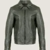 Women’s Retro A2 Shoulder Leather Jacket Front