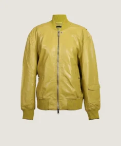 Women's Yellow Bomber Leather Jacket
