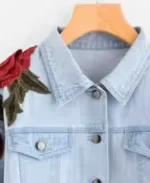 3D Rose Embroidery Patch Denim Jacket Collar