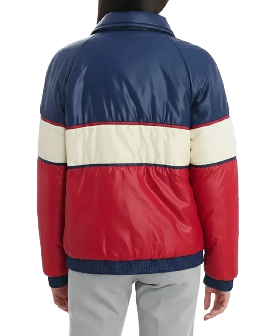 70S Vintage Block Color Puffer Jacket Back