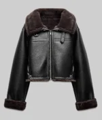 Women's Black Leather Fur Jacket