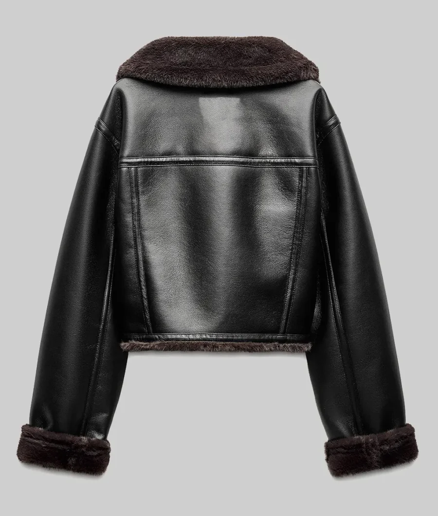Alternative view of Women's Black Leather Fur Jacket