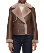 Bagatelle Double Breasted Faux Shearling Leather Jacket
