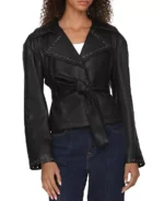 Bagatelle Women Black Cropped Leather Jacket