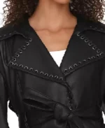 Bagatelle Women Black Cropped Leather Jacket Collar