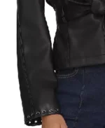 Bagatelle Women Black Cropped Leather Jacket Sleeves