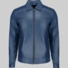 Harrison Men’s Blue Harrington Leather Jacket
